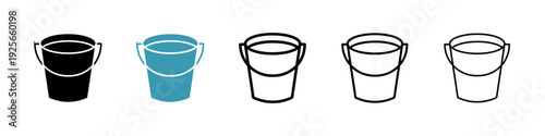 Bucket icons collection in black and blue colors