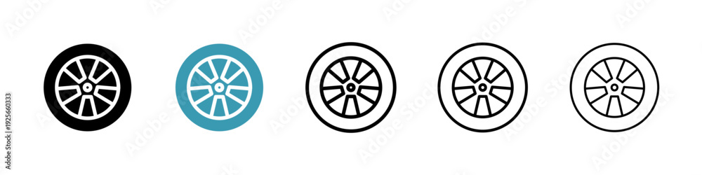 Obraz premium Car wheel icons collection in black and blue colors
