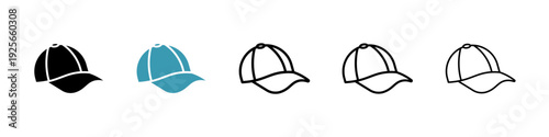 Cap icons collection in black and blue colors