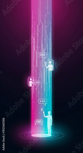 Digital Beams Connect People Abstract Background