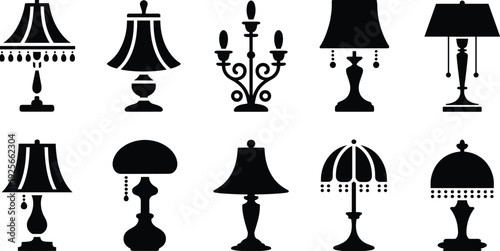 Collection of black and white lamp and chandelier with various and styles lamps chandeliers vintage