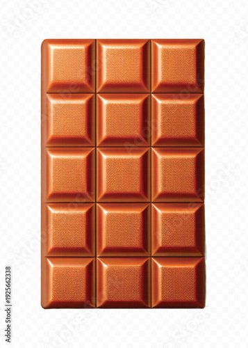 realistic 3d smooth piece of milk chocolate bar in different style isolated on transparent background