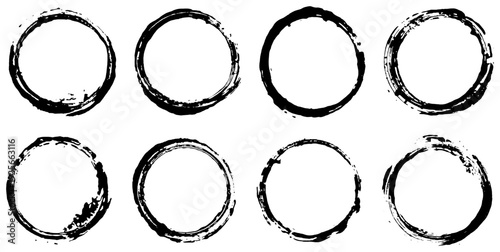 Circles Dot Grunge Brush Stroke Drawing Vector Set