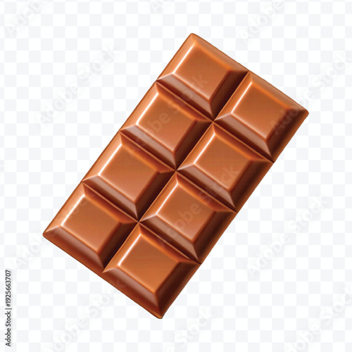 realistic 3d smooth piece of milk chocolate bar in different style isolated on transparent background