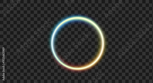 Vibrant Multi Color 3D Neon Circle Light Tube Realistic RGB Glowing Circular Lamp with Rainbow Gradient Effect for Gaming and Tech Background