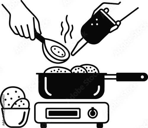 cooking donuts in hot oil