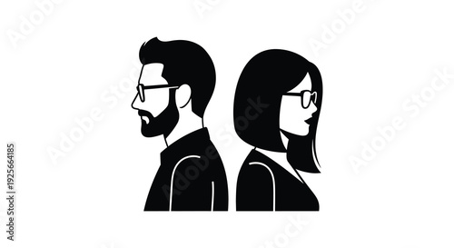 Couple facing opposite directions a modern graphic design silhouette high quality