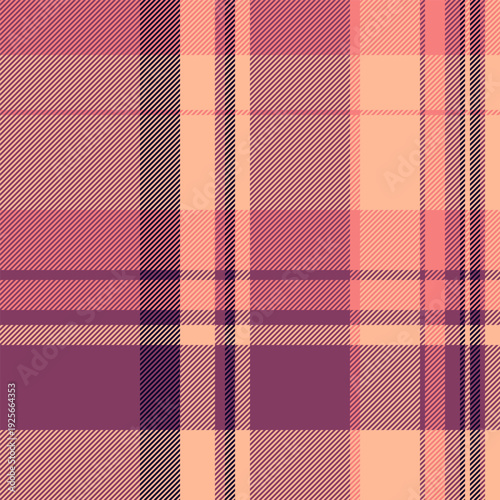 Stationary tartan texture check, folded pattern textile plaid. Marketing fabric background vector seamless in pink and orange colors.