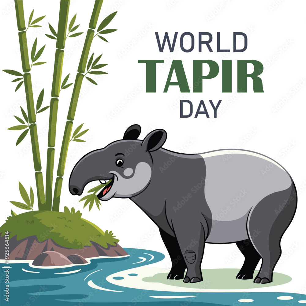 Naklejka premium Happy world tapir day. simple and elegant vector or illustration design