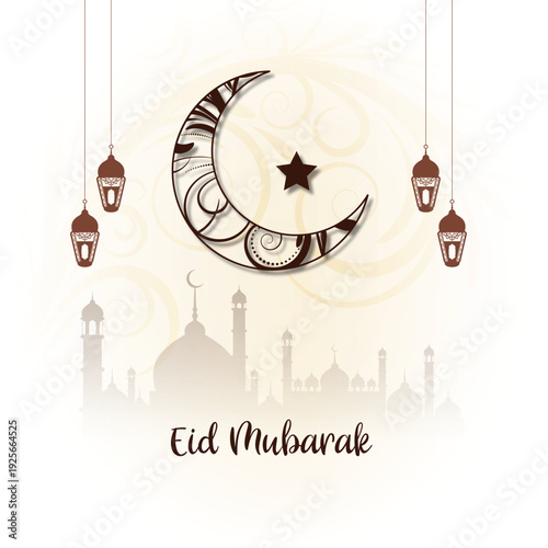 Eid Mubarak Islamic festival beautiful greeting background design