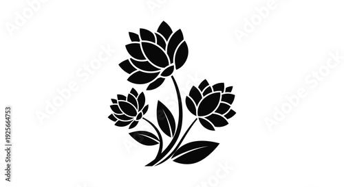 Floral arrangement of blossoming flowers depicted in a striking silhouette