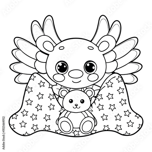Axolotl with a teddy bear a cute axolotl holding 