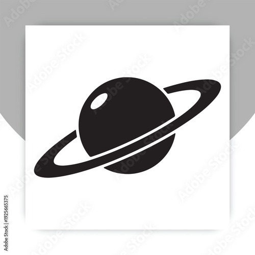 Saturn Planet Icon – Ringed Space Planet Vector Illustration,