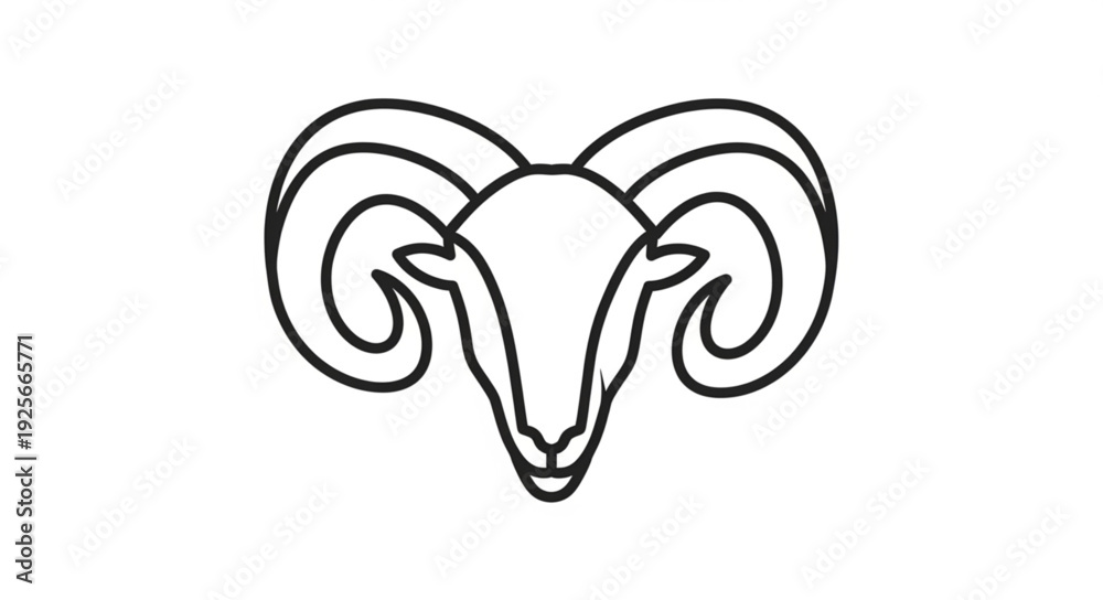 Obraz premium Ram head line art illustration simple drawing.