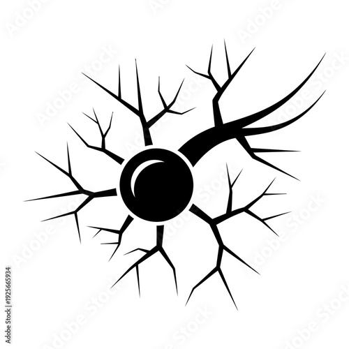 Neuron or Nerve Cell Black Silhouette Icon Representing Brain Structure