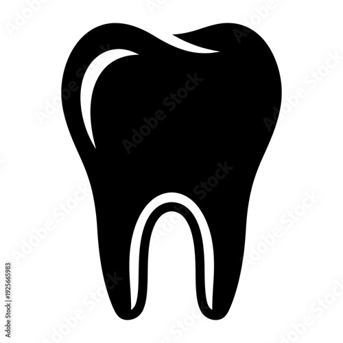 Black Tooth Icon for Dental Health and Oral Care
