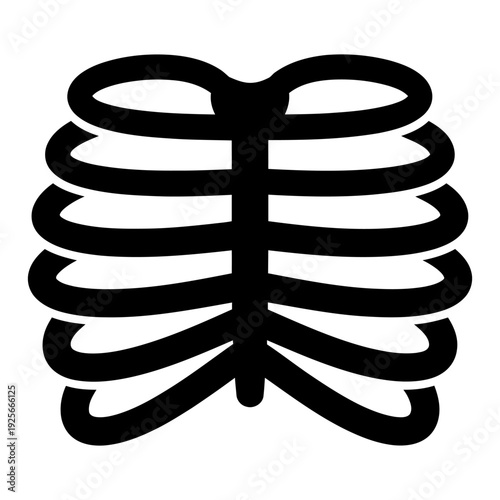 Human Rib Cage Anatomy Icon in Black Silhouette on White Background for Medical and Scientific Concepts