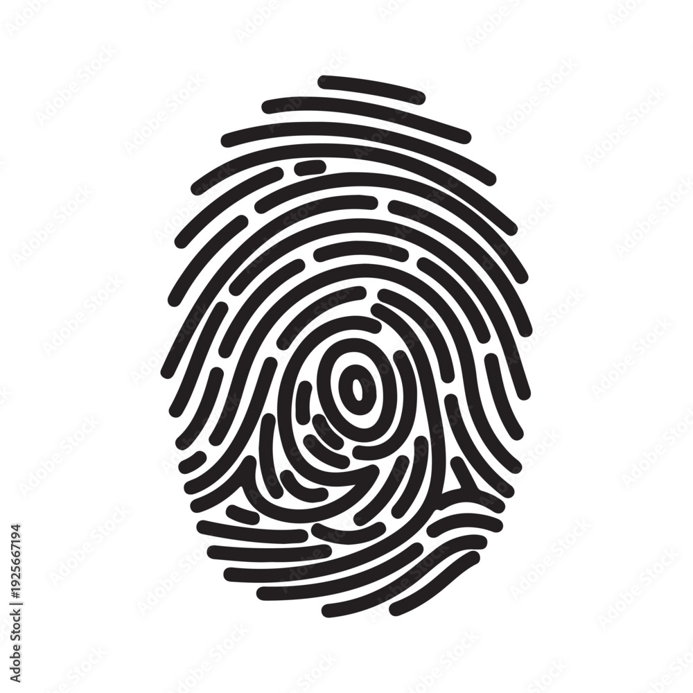Fototapeta premium Fingerprint, Human Finger Print, Thumbprint Solid Flat Vector Icon Isolated on White Background.