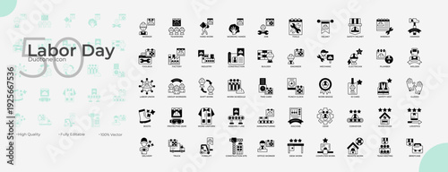 Labor Day Duotone Editable Icons set