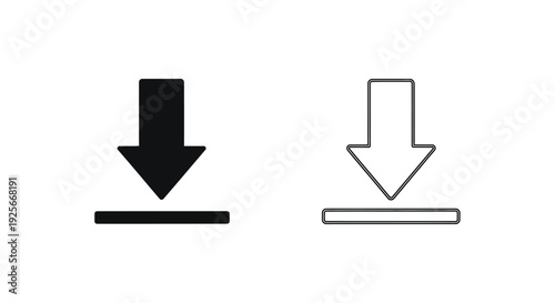 Two arrow icons one filled one outlined both pointing downwards