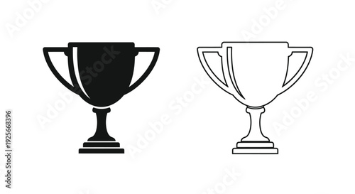 Two trophy illustrations one solid black one outlined in white