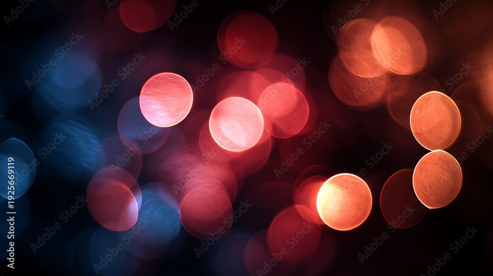 Fototapeta premium Bokeh Red and Blue Abstract Glowing Lights Vector Background