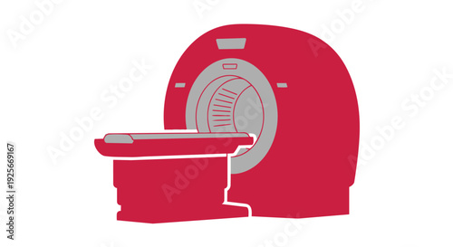 A red illustration of a toaster on a with a simple design