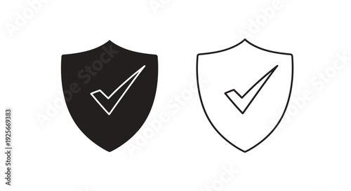 Free Download Two shield icons with checkmarks one black and one white - GFXLoad