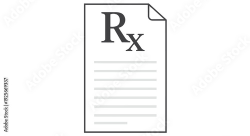 A simple black and white illustration of a prescription pad with rx symbol