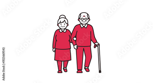 Elderly couple walking together for health and companionship support