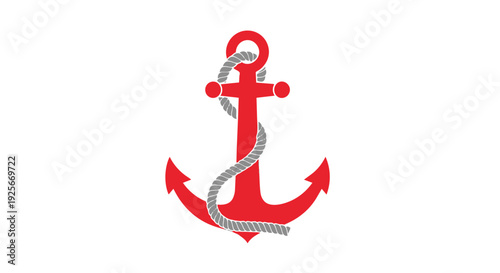 A red anchor icon with a rope on a symbolizing stability and maritime
