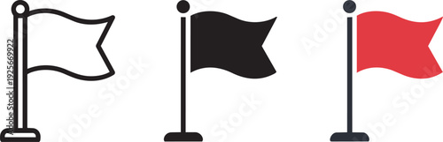 Flag pole flat vector icon for apps and websites, outline solid icon of flag