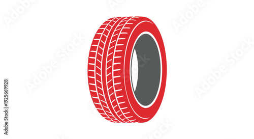 Red tire with white lines on the tread
