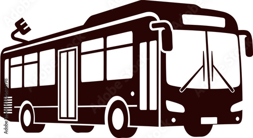 Black and white bus with electric symbol transportation