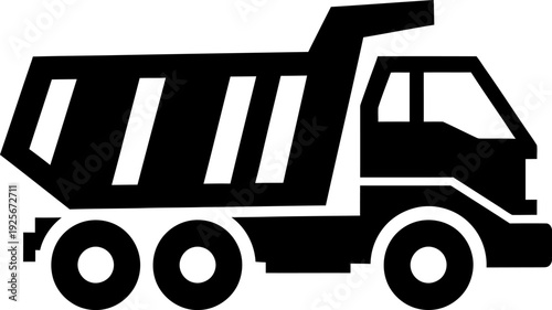 Black and white dump truck with open back vehicle transportation