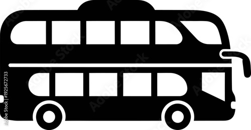 Black and white double decker bus transportation vehicle