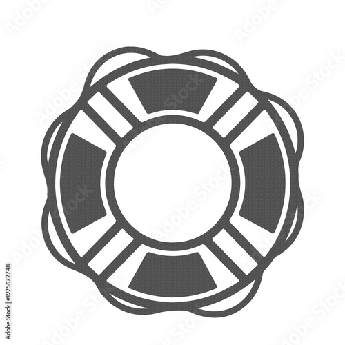 Lifebuoy Life Ring Safety Rescue Icon in Minimal Flat Gray Style Isolated on White Background