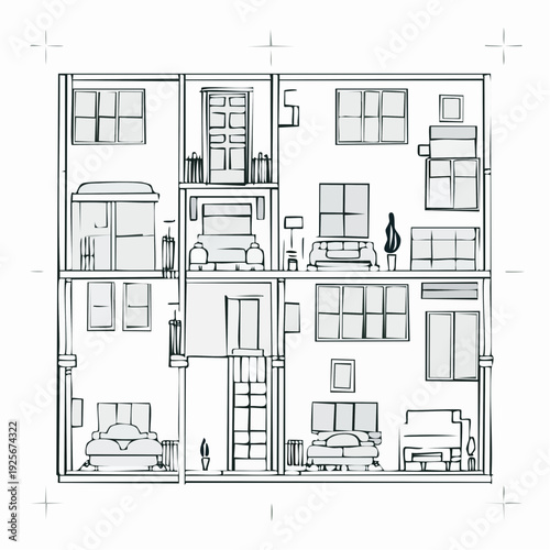 Detailed architectural floor plan of a two-story house showcasing rooms and layout