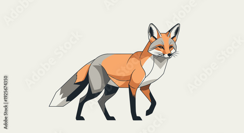 Illustration of a red fox with orange and white fur.