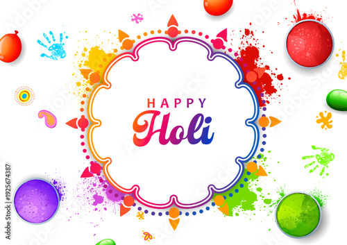 Colorful splash for Happy Holi background card design for color festival of India celebration greetings for promotion and advertisement banner