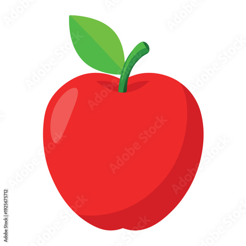 A 3d digital illustration of a shiny red apple. 
