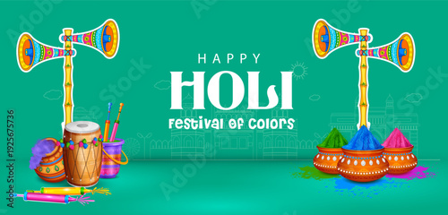 Colorful splash for Happy Holi background card design for color festival of India celebration greetings for promotion and advertisement banner