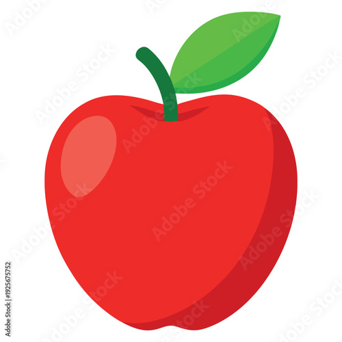 A 3d digital illustration of a shiny red apple. 