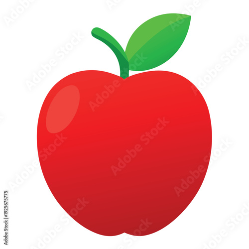A 3d digital illustration of a shiny red apple. 