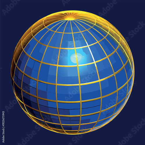 A 3d digital illustration of a stylized globe. 