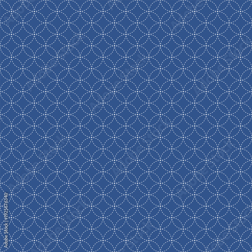 denim blue shippo seven treasures sashiko seamless pattern