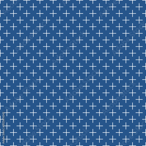 denim blue sashiko seamless pattern with jujizashi plus sign cross motif