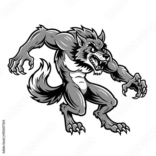 Fierce Werewolf Monster Mascot Illustration.