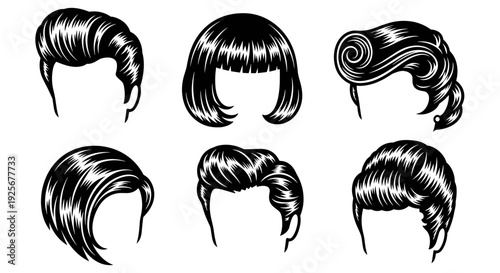 Collection of various vintage hairstyles for men and women.