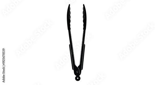 Black kitchen tongs presented on a white background a stark silhouette